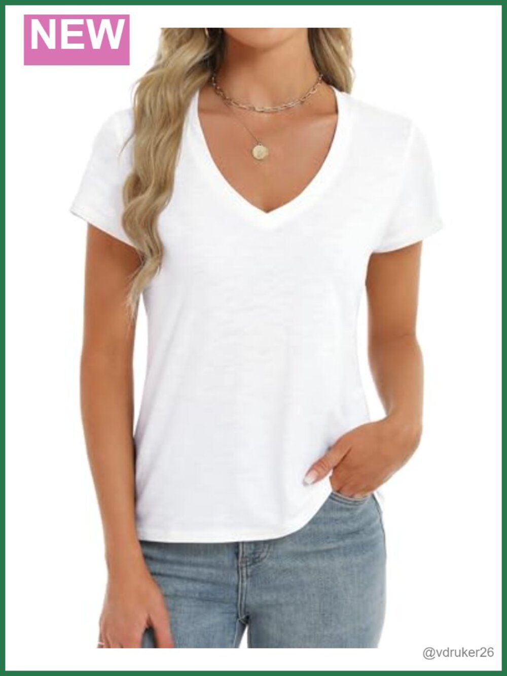 Womens Modal Soft V Neck Short Sleeve Basic Tee